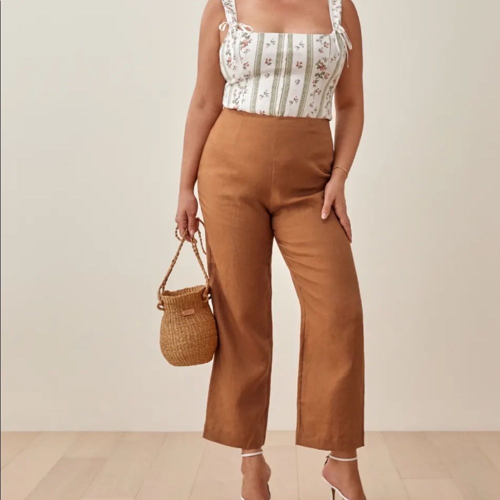 Reformation linen Justin pants new rust